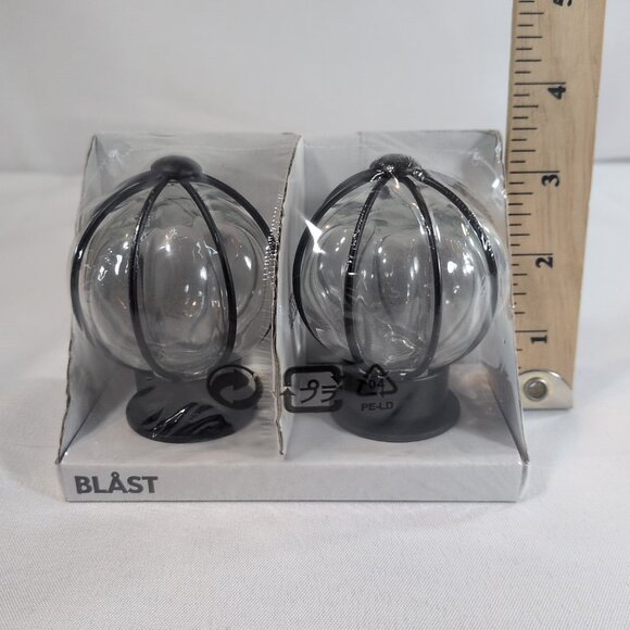 IKEA Blast 4 Set 402.172.48 Round Rod Finials Glass Globe Black Curtain Steel - Picture 15 of 16